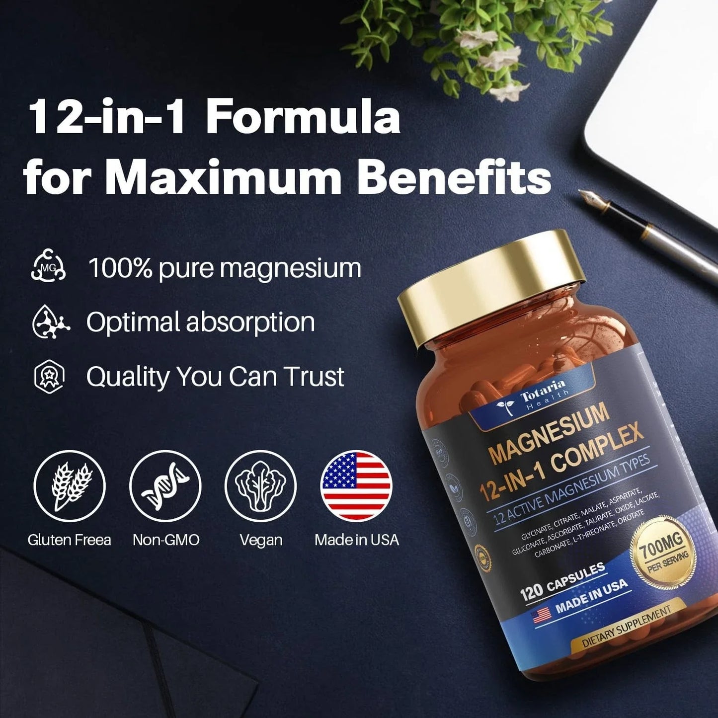 Magnesium 12 in 1 Complex 700mg - Glycinate Citrate Malate Taurate.3