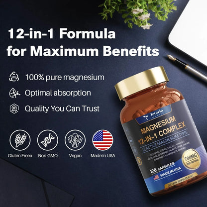 Magnesium 12 in 1 Complex 700mg - Glycinate Citrate Malate Taurate.3